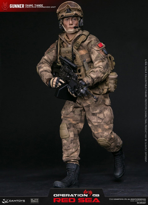 1/6 Scale Red Sea PLA Navy Marine Corps "Jiaolong" Special Operations Brigade - Machine Gunner Zhang Tiande Figure by DamToys