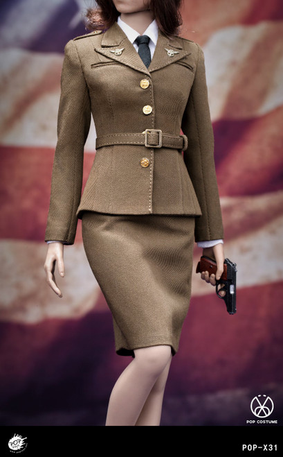1/6 Scale WWII US Army Female Agent Carter Uniform by Pop Toys 1/6 Scale WWII US Army Female Agent Carter Uniform by Pop Toys