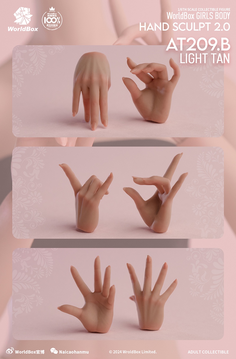 WorldBox (AT209) 1/6 Scale Female Hands Set 2.0 (4 Versions)