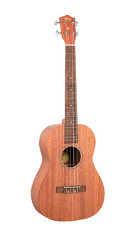 EU100S 1880 Ukulele Co. - 100 Series. Soprano. Solid $169.00 **

mahogany top, mahogany back and sides. Arched

back. Bound okume neck with black walnut fingerboard

and pearloid dot inlays. Pearl inlaid soundhole

rosette. Black walnut bridge. Graph Tech Canada,

NuBone XB compensated saddle and bone nut.

Chrome Waverly style open gear machine heads.

Aquila strings. 15 nickel frets. 346mm scale.

Black printed display box. Natural open pore