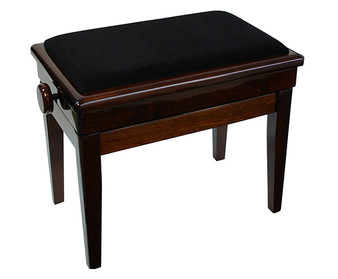 Adjustable Piano Bench w/Compartment and Wood Edge - Walnut