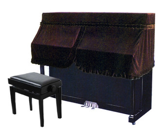 Fitted Half Cover for Upright Piano - Burgundy UP4