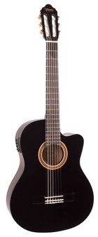 VALENCIA Series 100 Classical Guitar - Cutaway, Electric Acoustic -Black Full Size
