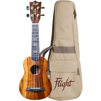 FLIGHT DUS445 SOPRANO KOA UKE GLOSS FINISH W/BAG
