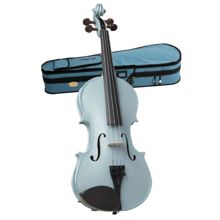 STENTOR   Harlequin Series. 1/2 size violin outfit. Metallic Light Blue.