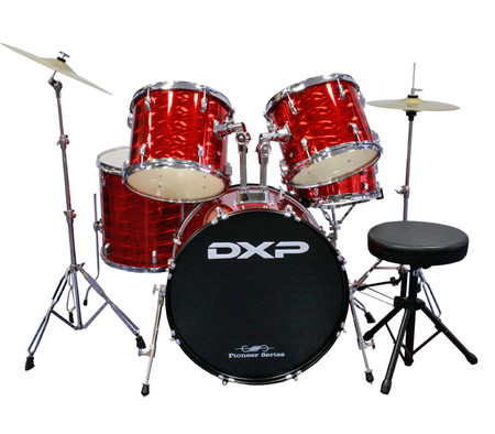DXP  Pioneer  Series Rock Drumkit with Cymbals & Throne    3D Laser Red