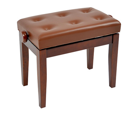 Adjustable Piano Bench w/ Buttoned Seat - Matte Walnut