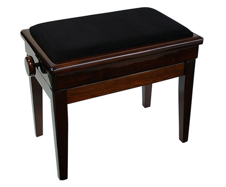 Adjustable Piano Bench w/Compartment and Wood Edge - Walnut