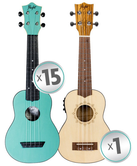FLIGHT ABS TRAVEL UKULELE CLASS SET- LIGHT BLUE