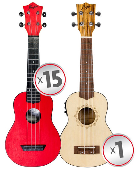 FLIGHT ABS TRAVEL UKULELE CLASS SET- RED