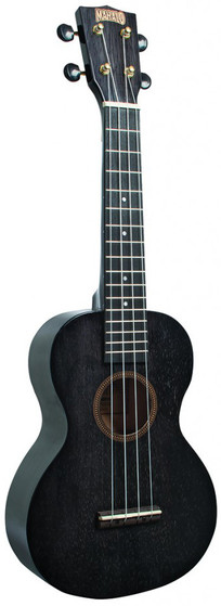 MAHALO Hano Series Concert Ukulele with Wide Neck Transparent Black Gloss.