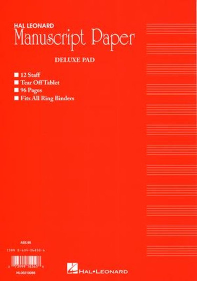 DELUXE MANUSCRIPT PAD 96PG RED AUSTRALIAN MUSIC BOOK