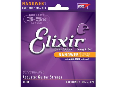 Elixir Acoustic NW Baritone 6 St Set 016 070