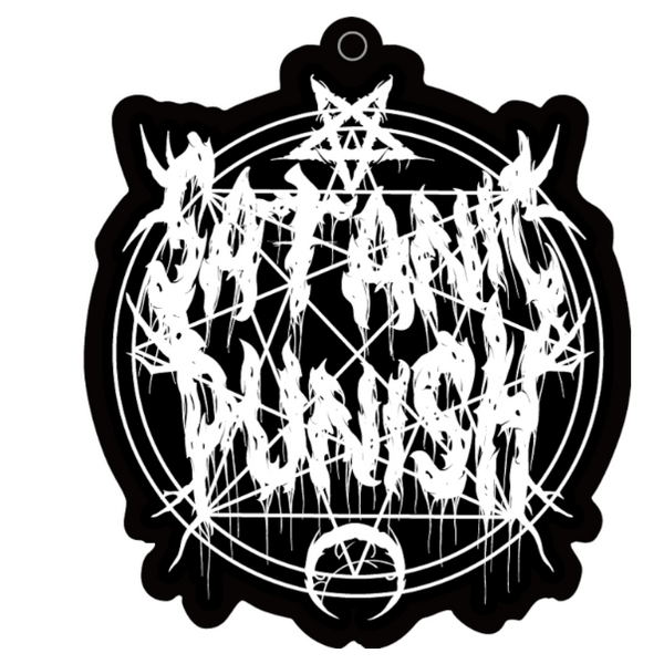 SATANIC PUNISH BLACK AND WHITE LOGO ACRYLIC KEYCHAIN