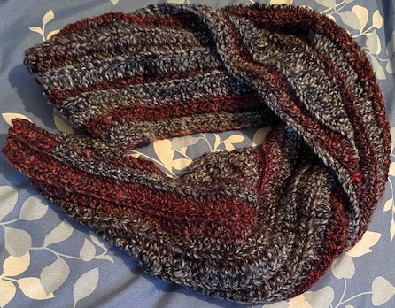 HEISEI HAKA ARASHI MIO YUZUKI SELF-MADE KNITTED SCARF- Gray and Maroon