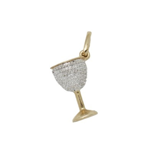 14k Diamond Wine Glass Charm