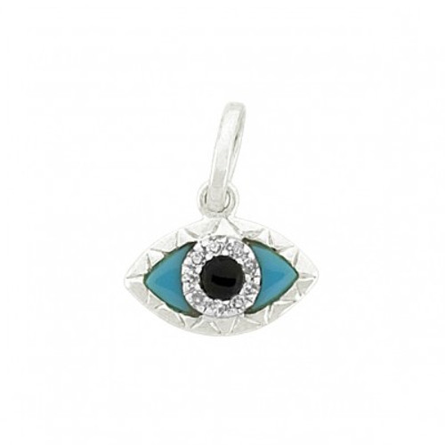 14k Diamond Turquoise Eye Charm