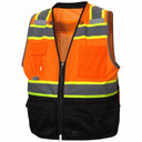 Pyramex Safety, RVZ44B Type R Class 2 Surveyor Black Bottom Safety Vest - Orange