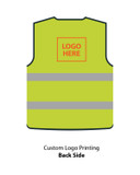 Custom Logo Printing Position on Safety Vest Lime Color Back Side
