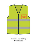 Custom Logo Printing Position on Safety Vest Lime Color Front Pocket