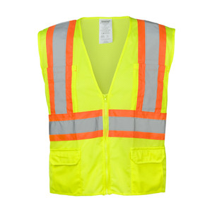 Ironwear Safety, ANSI Class 2 Vest 1287 with Zipper, 100% Polyester Mesh Fabric Lime