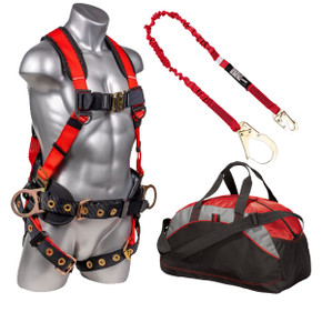 Pro Compliance Kit - Harness, Single Leg Lanyard Rebar Hook and Duffle Bag