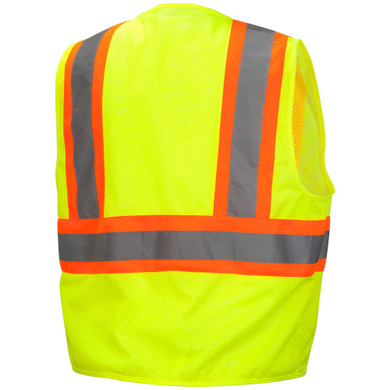 Pyramex RVZ2210 Type R Class 2 Mesh Two-Tone Safety Vest - Lime Back View