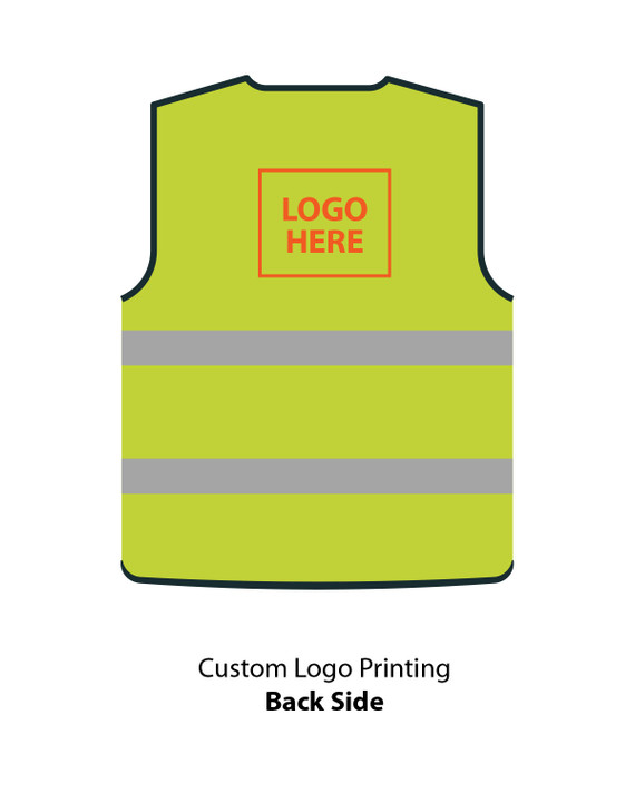 Custom Logo Printing on Safety Vest Lime Color - Back Side Mockup