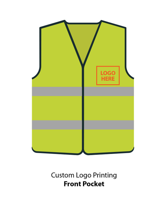 Custom Logo Printing on Safety Vest Lime Color Front Pocket