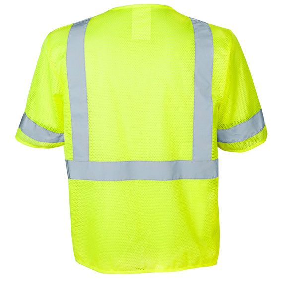 Ironwear Safety, Class 3 Vest, Model 1294 with Zipper, 100% Polyester Mesh Fabric Lime