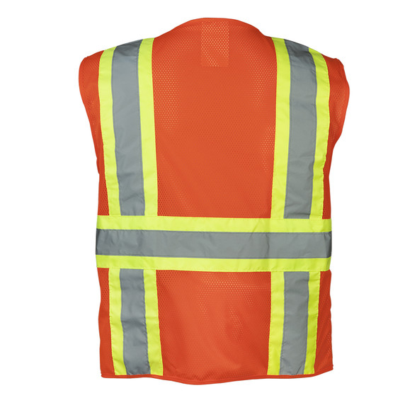 Ironwear Safety, ANSI Class 2 Vest 1287 with Zipper, 100% Polyester Mesh Fabric Orange