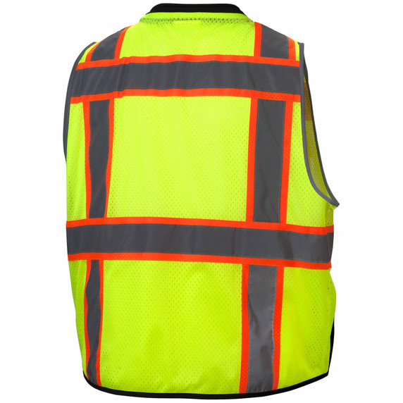 Pyramex Safety, RVZ44B Type R Class 2 Surveyor Black Bottom Safety Vest - Lime