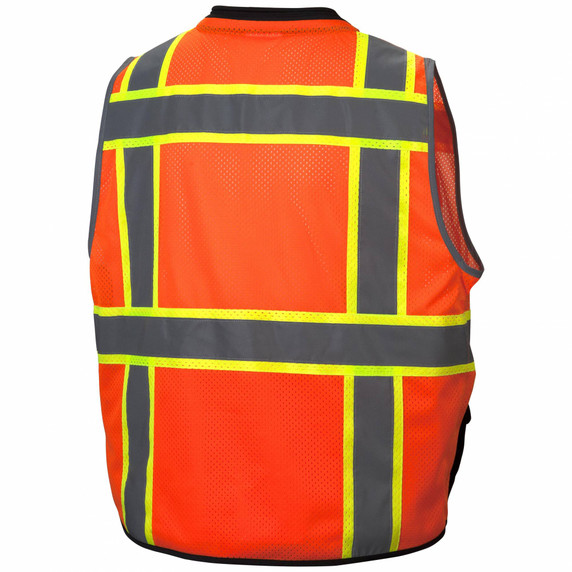 Pyramex Safety, RVZ44B Type R Class 2 Surveyor Black Bottom Safety Vest - Orange