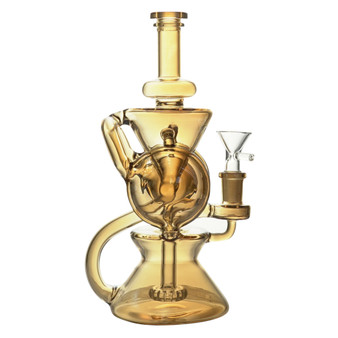 9" SHINY RECYCLER BEAKER - GOLD