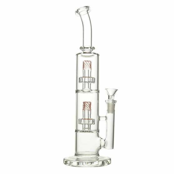 13" DOUBLE OUTSIDE COLOR PERC WATER PIPE - RED
