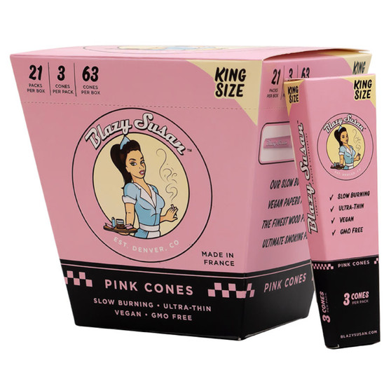 BLAZY SUSAN KING PINK PRE-ROLLED CONES - 21X3