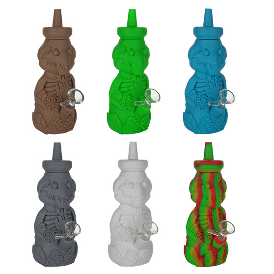 8.2" SILICONE SKULL BEAR WATER PIPE