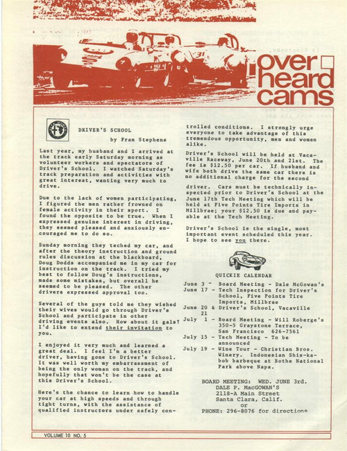 Overheard Cams May 1970