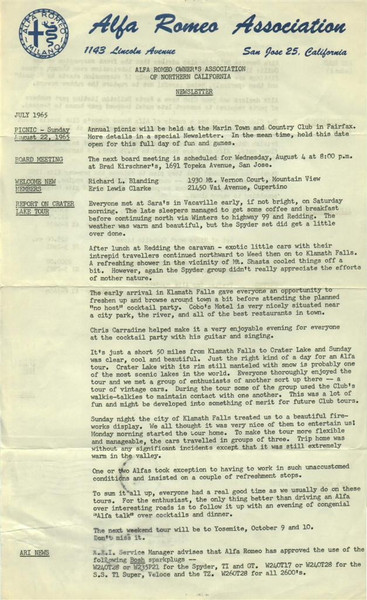 Overheard Cams June/July 1966