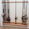 46 inch unfinished red oak fishing rod rack, front right view