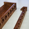 top front right view of left side of walnut rod rack