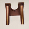 ukulele wall hanger, solid walnut wood with maple inlay, bottom perspective