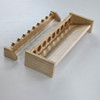 solid maple vertical fishing rod rack for compact storage of fishing rods in small spaces