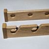 Red oak wood fly rod rack with clear polyurethane finish