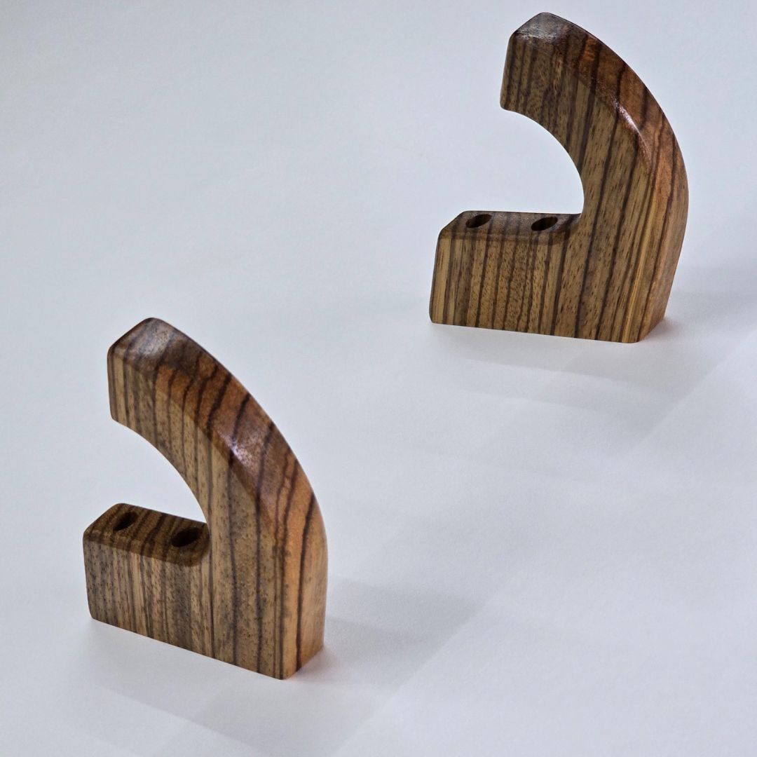 Versatile Heavy Duty Wall Hooks in Solid Zebrawood