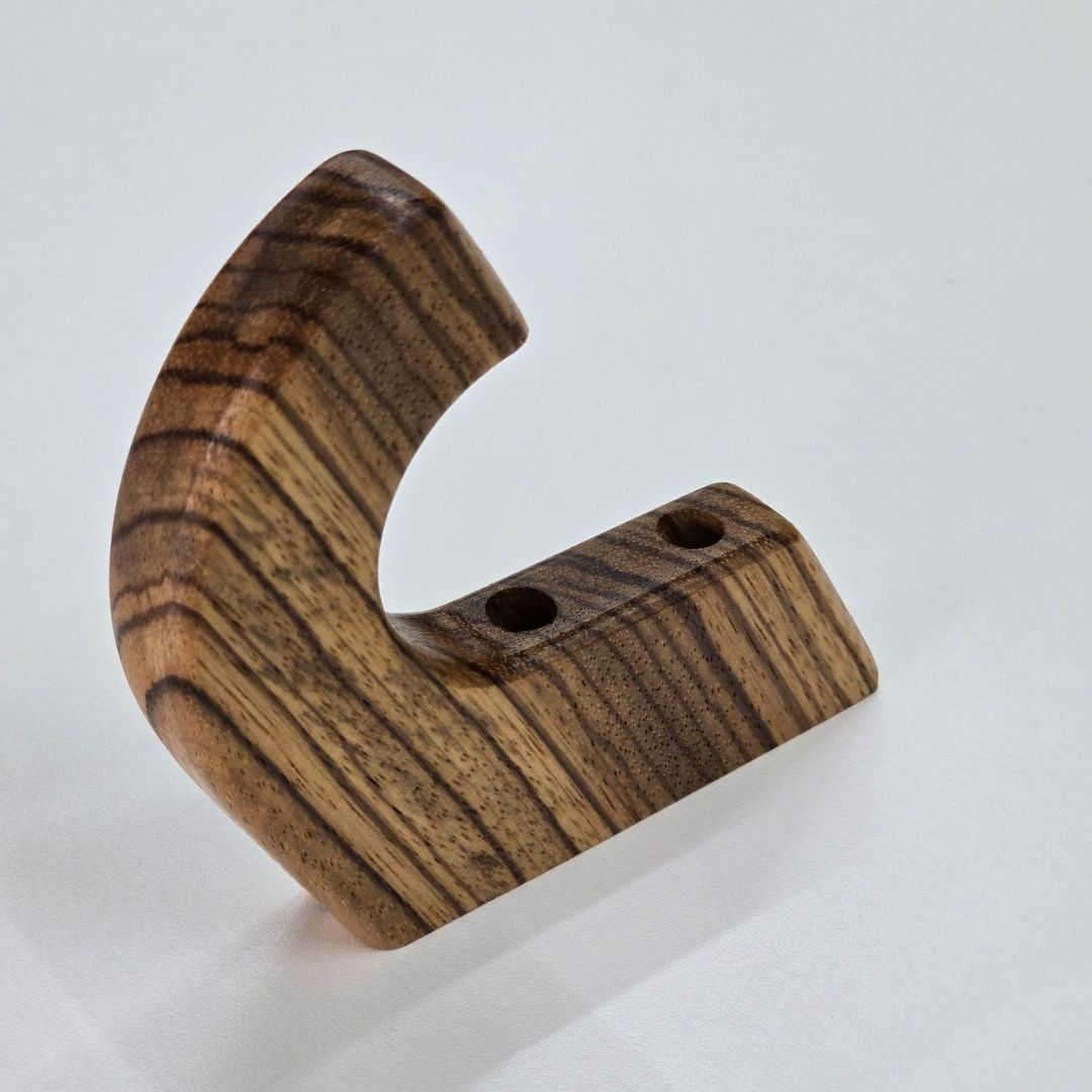 Versatile Heavy Duty Wall Hooks in Solid Zebrawood