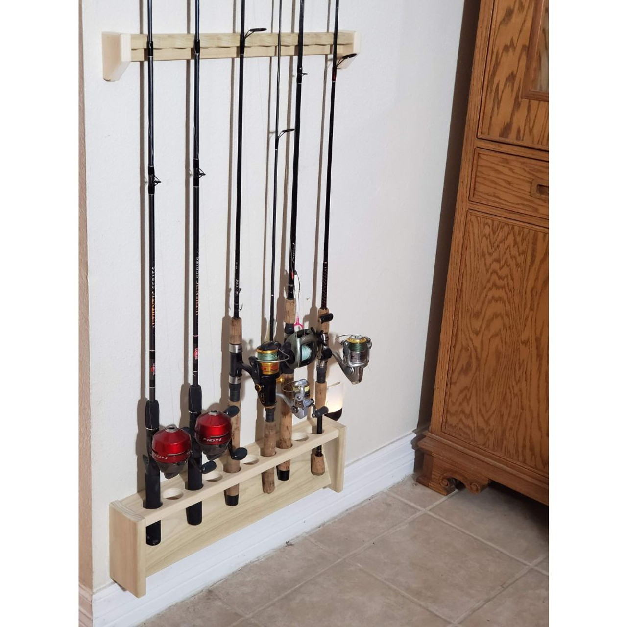 Fishing Rod Rack, Walnut With Maple Inlay, Premium Wall Mount Tackle  Display -  Canada