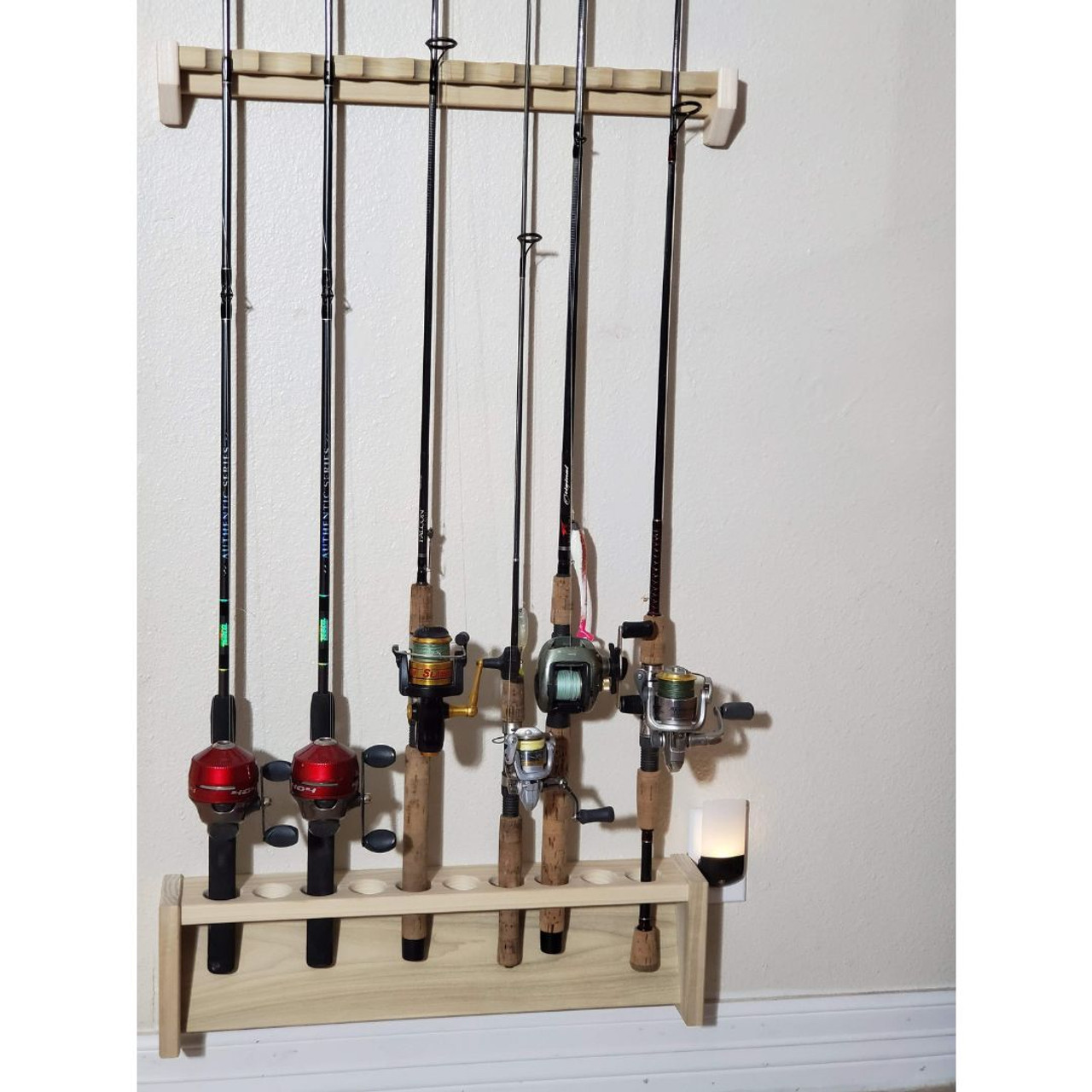 Fishing Rod Rack, Solid Wood Wall Mount Pole Holder, Made to Order, Any  Size (Unfinished Solid Red Oak Wood) : Handmade Products 