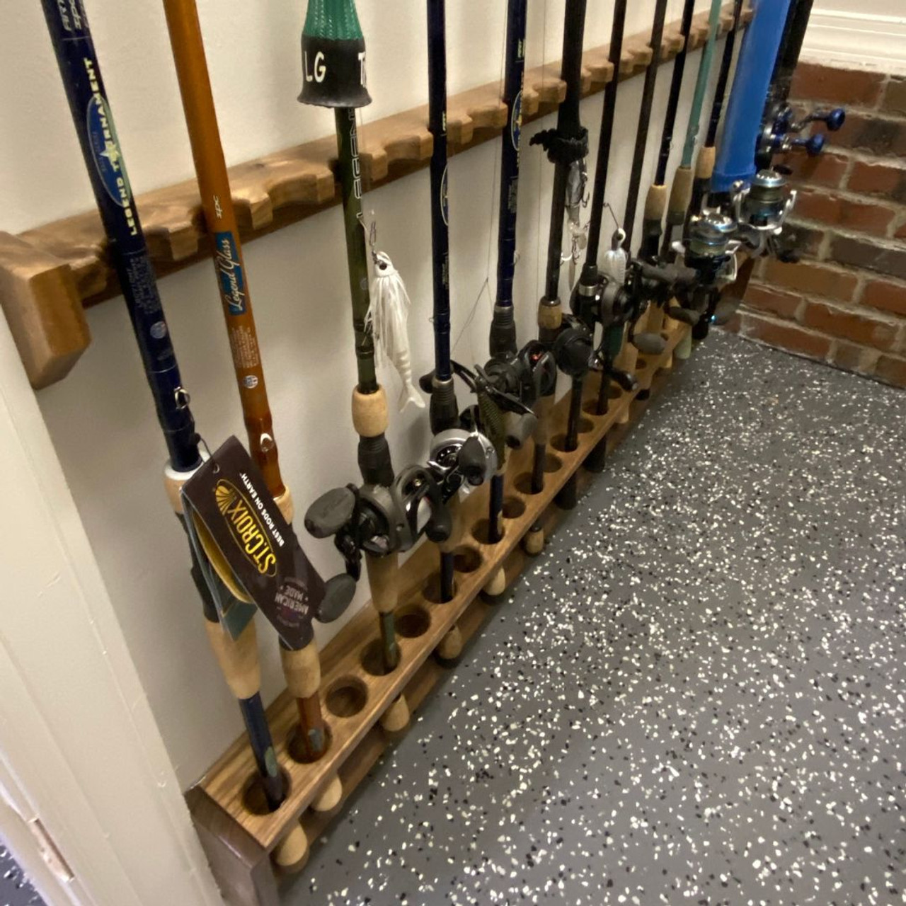 Custom Fishing Rod Rack, Solid Walnut Wood