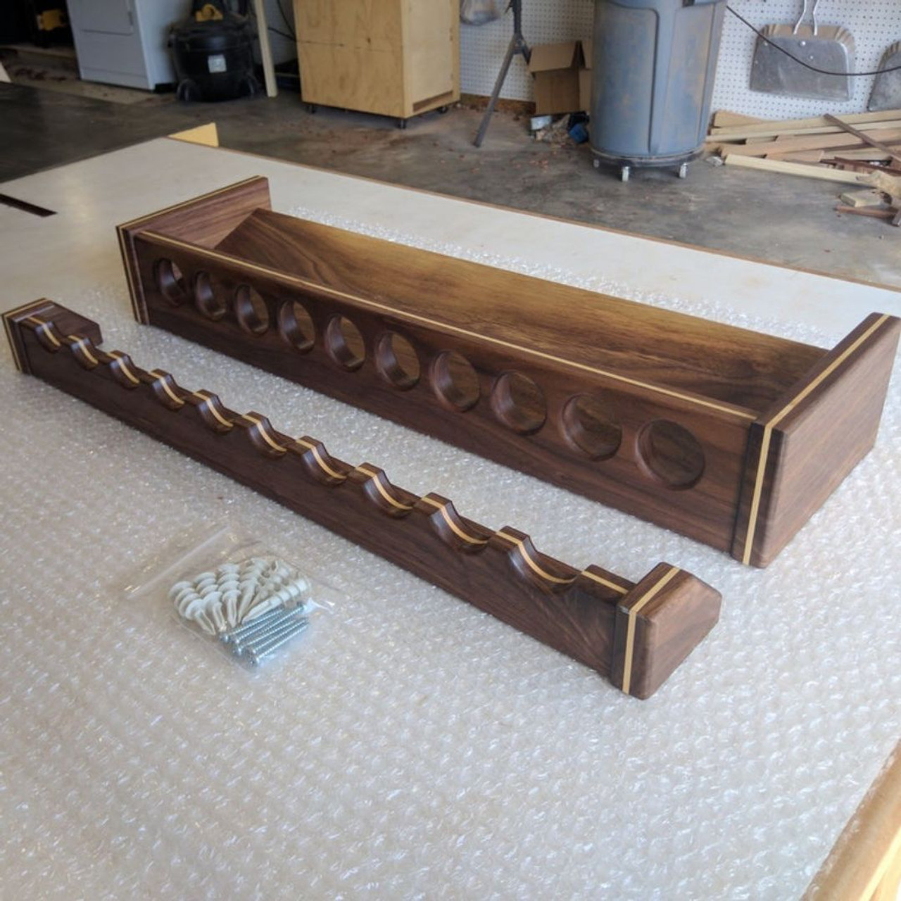 Custom Fishing Rod Rack, Solid Walnut Wood with Maple Inlay, Any Size from  4 to 94 Inches